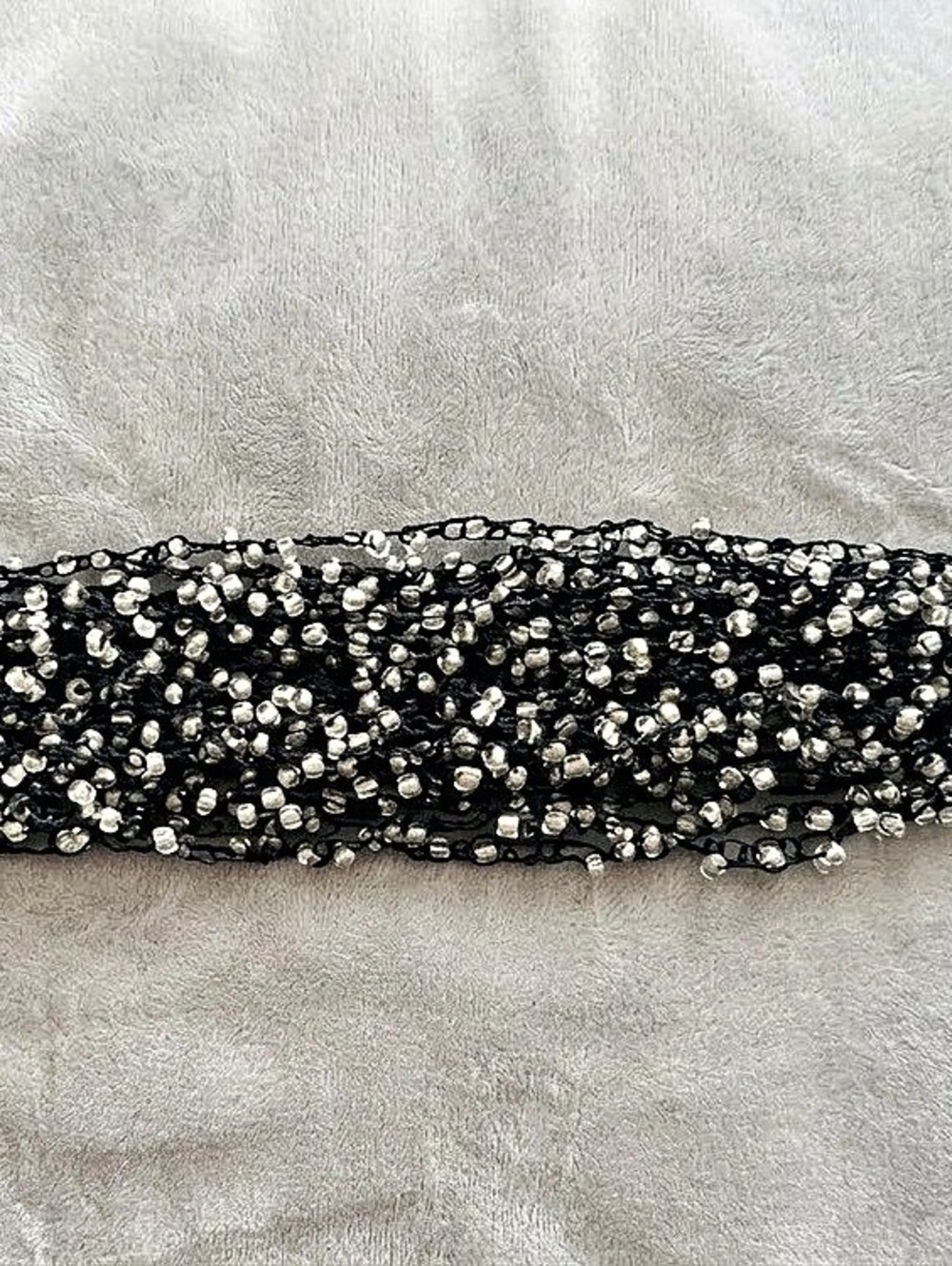 Beaded Statement Bracelet in Black & Silver